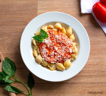 Conchiglioni crème de tomate basilico parmesan